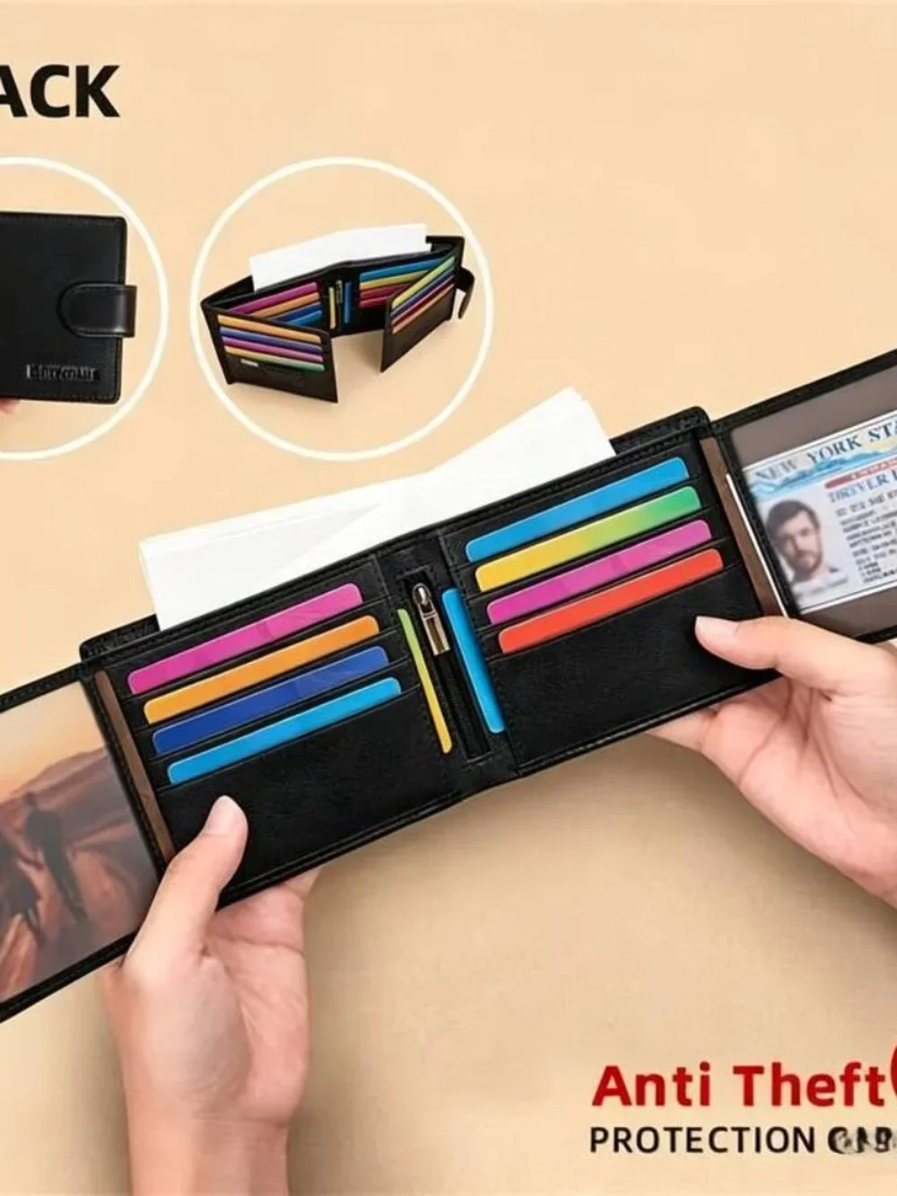 Genuine Leather Wallet 19 Card Slots Cowhide Card Holder